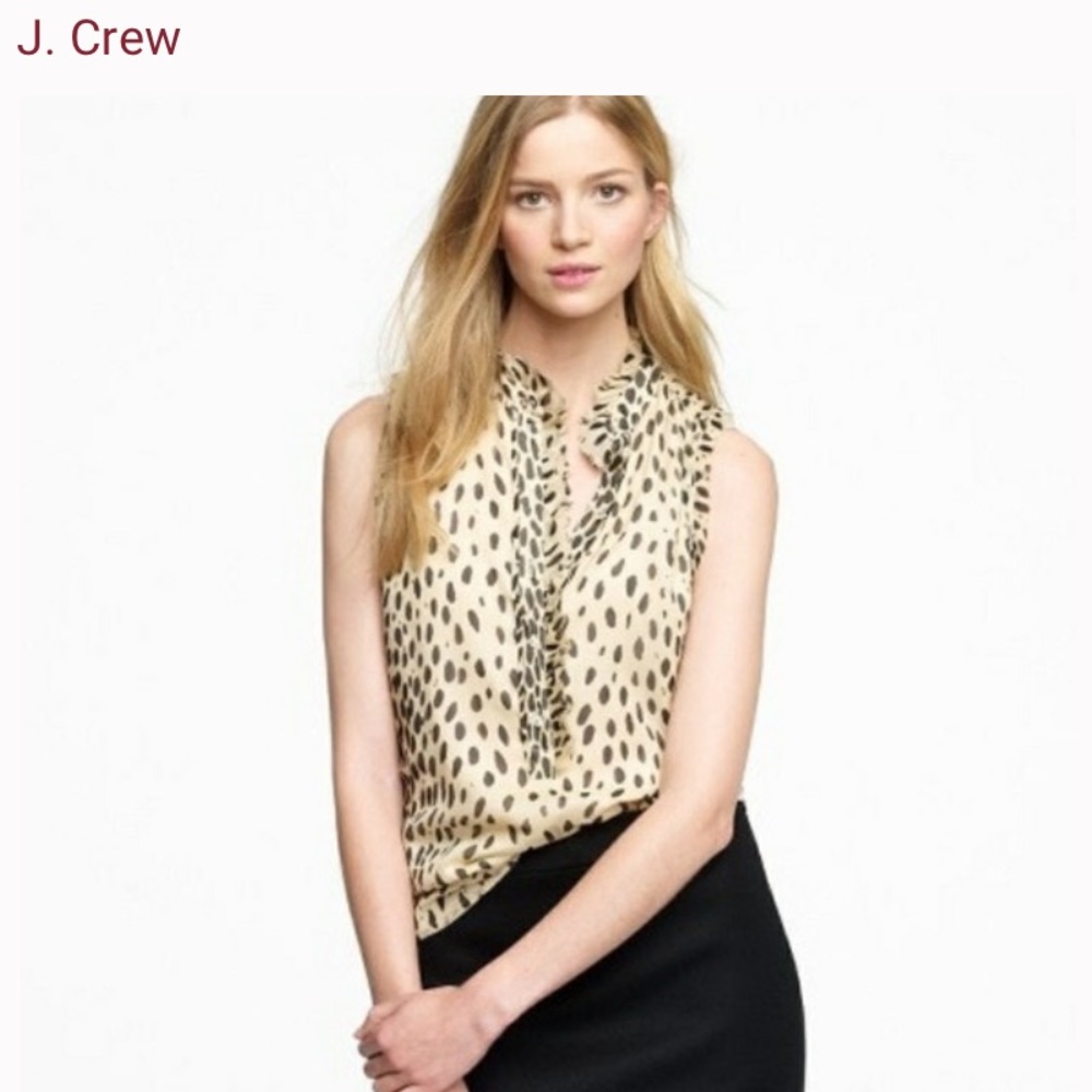 J. Crew Silk Animal Print Ruffle Blouse